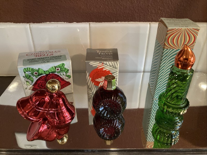 (3) Vintage Avon Christmas Perfume Cologne Box 70s NOS