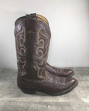 Vintage Nocona Bullhide Leather Cowboy Western Almond Toe Biker Men's Boots 11