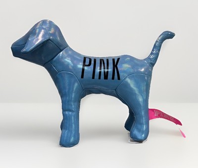 8'' Victoria s Secret LOVE PINK Plush Puppy Dog Blue Iridescent Color Smooth Rare