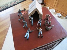 PRE-OWNED 2 1/2" TOY PLASTIC CIVIL WAR FIGURES / CANON / TENT 11 PIECES TOTAL