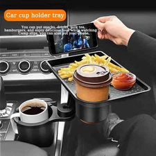 1Pc Car Cup Drink Holder Expander With 360°Rotation Large Stand Food Tray Table