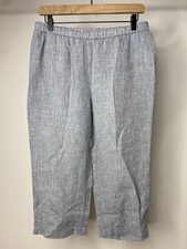 Eileen Fisher Women's Small Crop Pants Pull On 100 Linen Blue Lagenlook Casual