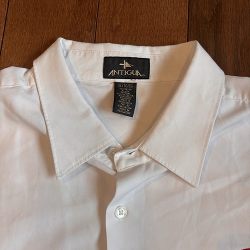 Mens Antigua MLB Boston Red Sox White Button Down Shirt Rayon Polyester sz XL - Picture 6 of 9
