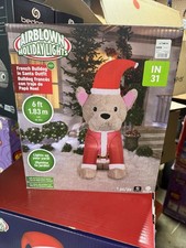 Gemmy 2025 6ft Tall Fuzzy French Bulldog Christmas Airblown Inflatable