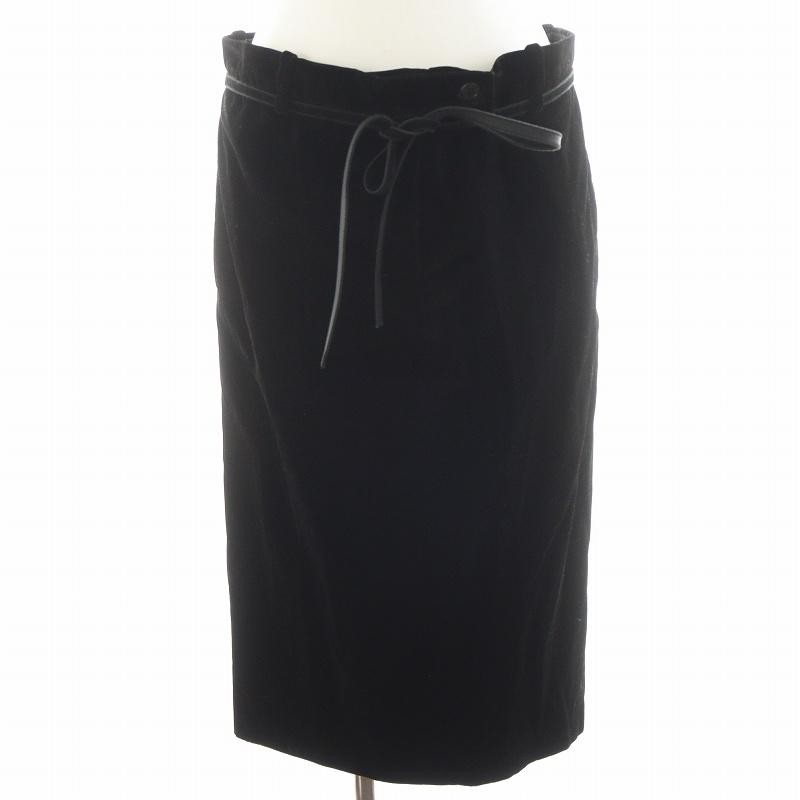 Gonna lunga in velluto Yves Saint Laurent F36 nero misto seta 103804