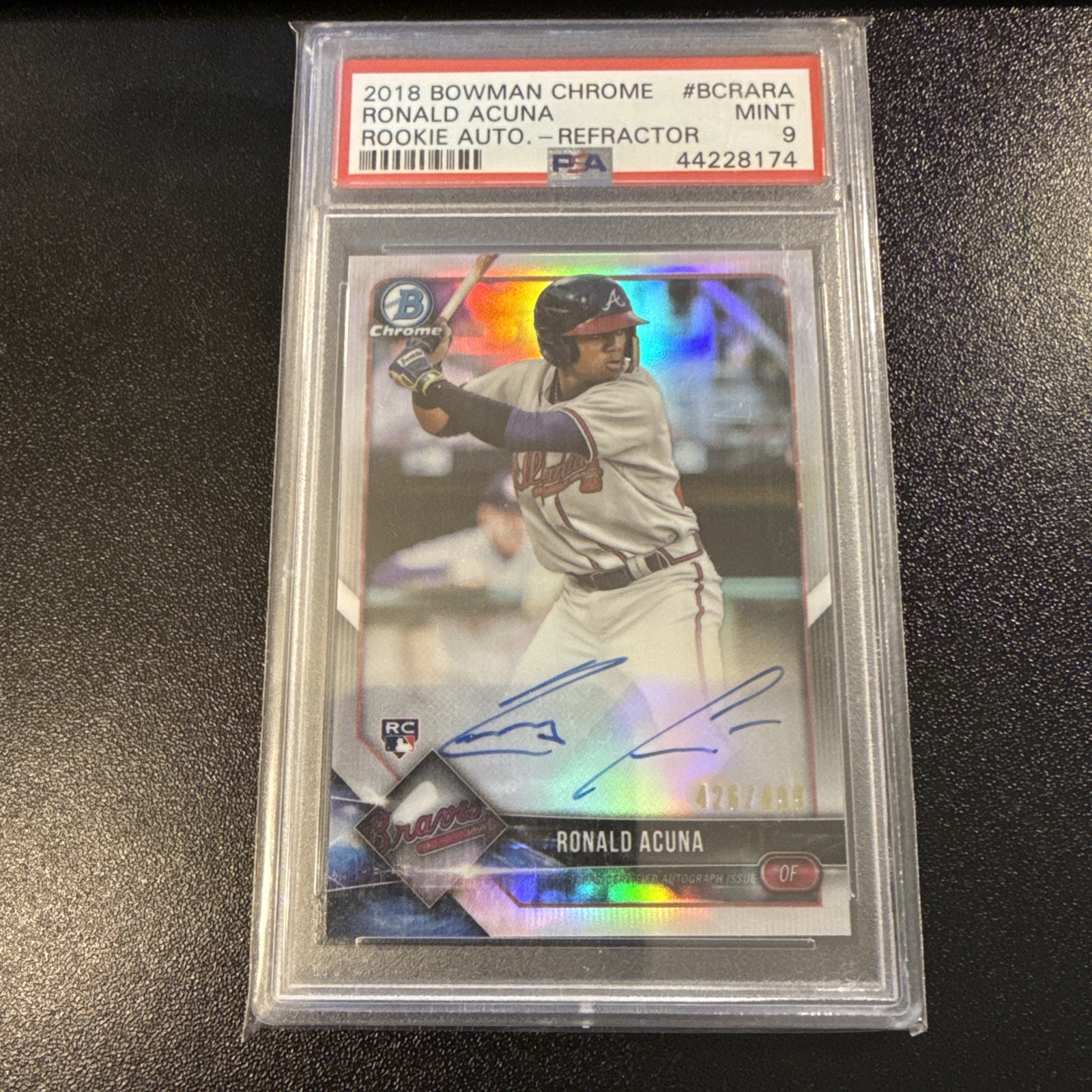 2018 Bowman Chrome Ronald Acuna Jr. (RC) Rookie Auto Refractor /499 PSA 9