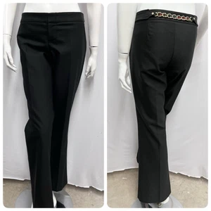 Pantalon Gucci taille basse noir maillons métal doré avec rayures signature rouge et verte 44