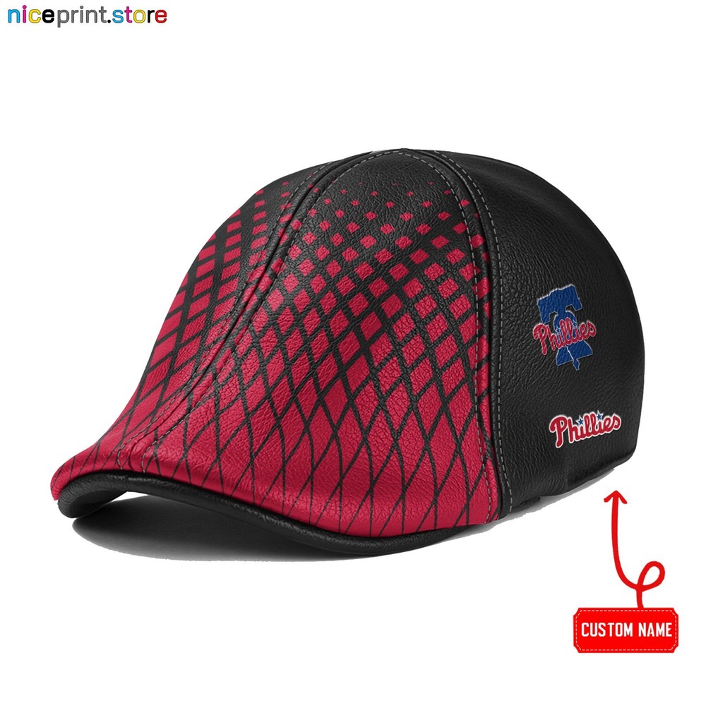 Leather Cap Philadelphia Team Phillies Ivy Cap MLB Newsboy Cap Golf Cap Flat cap