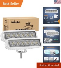 Marine Led Light Bar 2pcs 18w White 150 Flood Beams Ponton Boat Deck Dock Li...