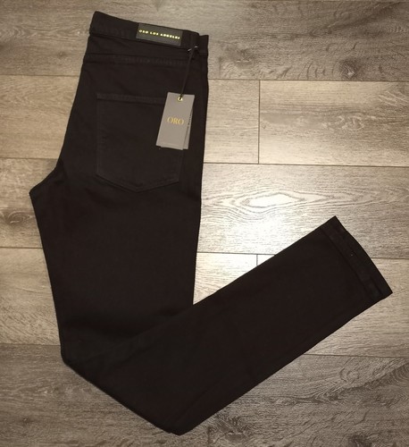 Oro Los Angeles Slim-Fit Black Denim Jeans Mens 36x33