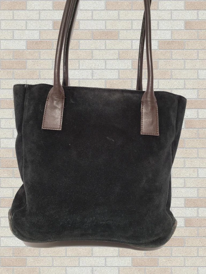 GIANI BERNINI Negro Gamuza con Borde de Cuero Marrón Cartera de Hombro Cartera Foto 2 de 4