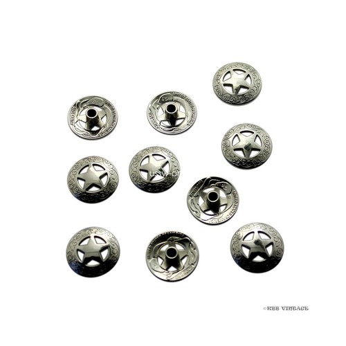 10PC 3/4'' inch 21mm Western Texas Star Concho Silver Buttons Snap DIY Fastener - Picture 4 of 9