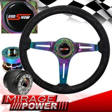 Metallic Black Wood Neo Chrome Steering Wheel + Extender + Hub For 89-98 Maxima