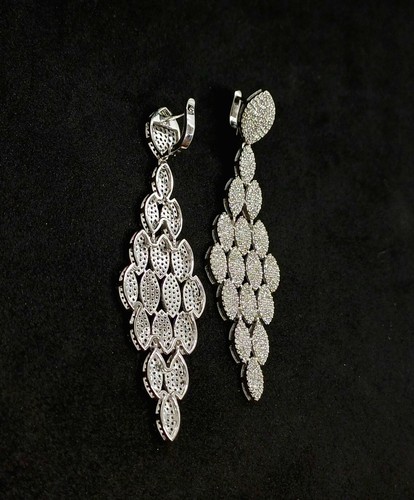 Diamond Earrings For Women Marquise Earring 925 Sterling Silver Jewelry, - Picture 2 of 4