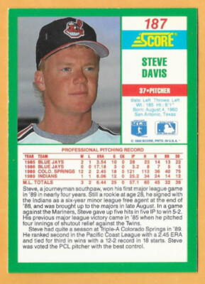 STEVE DAVIS CLEVELAND INDIANS #187 - SCORE NM-MT 1990 | eBay