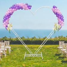 White Heart-Shaped Metal Wedding Arch Balloon Stand Frame for Party Decoration