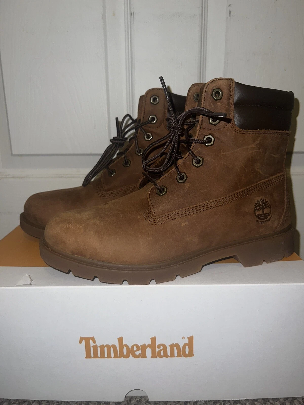 Timberland Linden Woods 6 pollici stivale impermeabile marrone pieno fiore donna taglia 9