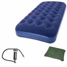 Zaltana Twin Size Air Mattress with Double Action Pump & Inflatable Pillow Combo