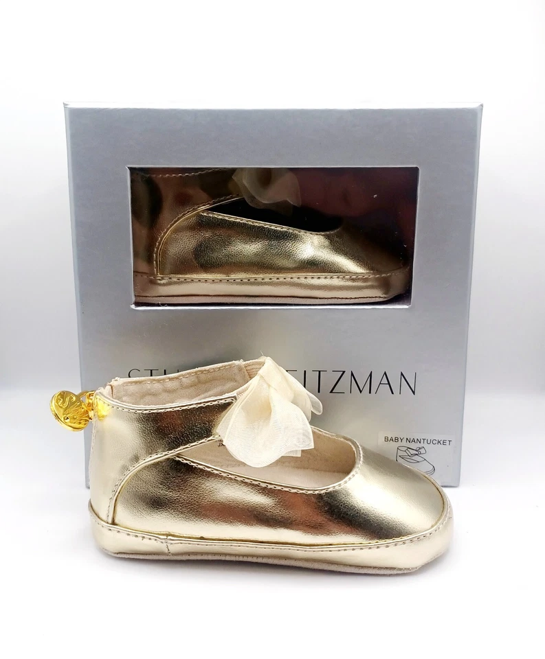 Stuart Weitzman - Sapatos planos Baby Nantucket - Cor dourada - MEU primeiro Weitzmans - Imagem 4 de 4