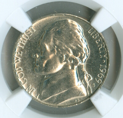 1969 S JEFFERSON NICKEL MS64 NGC 4FS, 4 FULL STEPS, SPOTLESS