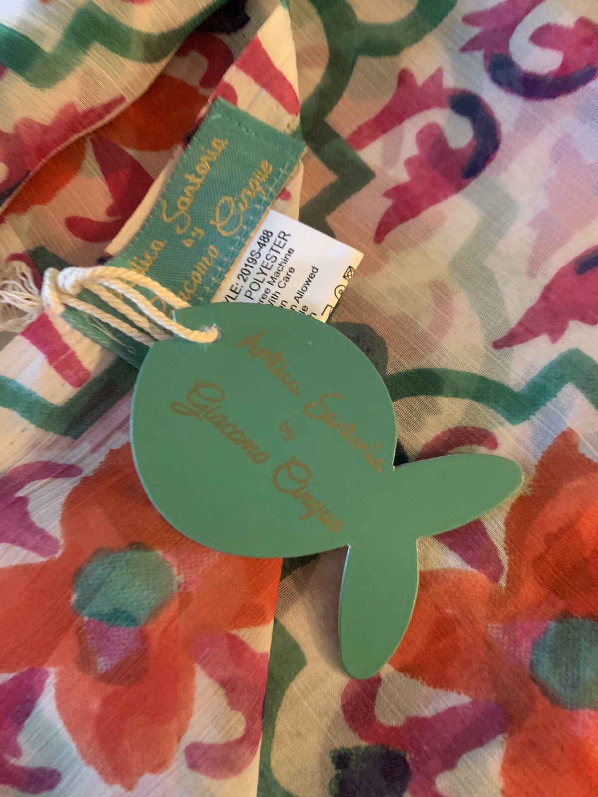 New with tags Antica Santoria Scarf 2019  70x40 shades of orange white& green