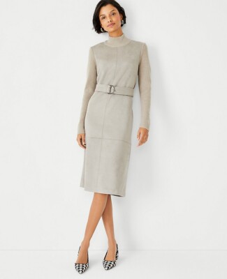 slim fit dress slacks Gray Houndstooth Belted Sheath Dress | Express