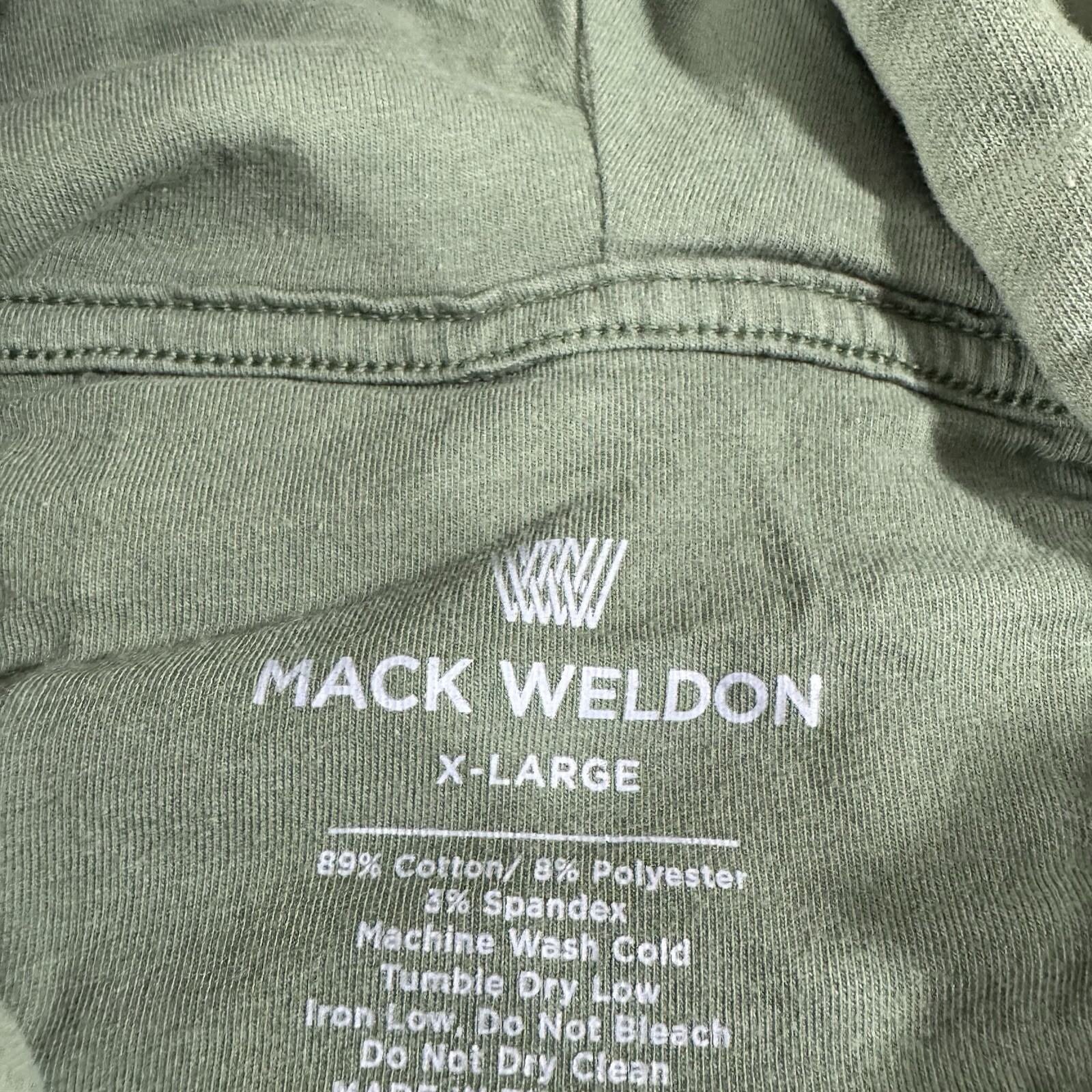 Mack Weldon Hoodie Mens XL Green Full Zip Jacket Pockets Soft Stretch Comfort