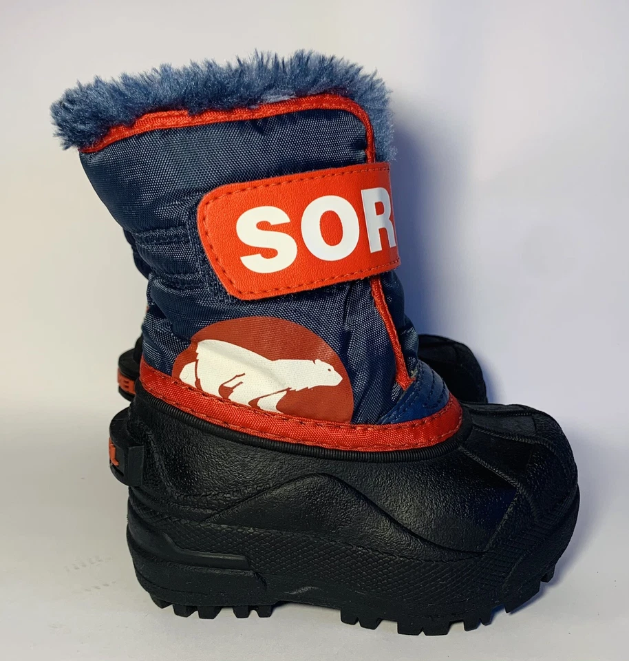 Botas impermeables de invierno Sorel Commander para niños pequeños talla 5 negras azules rojas nieve usadas en excelente estado Foto 4 de 4