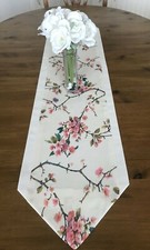 Table Runner Cherry Blossom Floral PINK & IVORY Lined 110cm MOTHERS DAY GIFT 