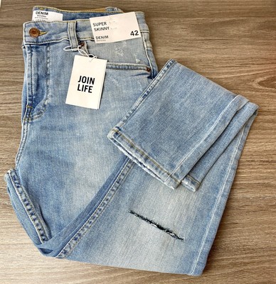 New With Tags Denim Bershka Size USA 32 Light Wash Super Skinny Jeans Ships  Free | eBay