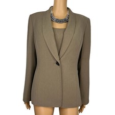 Kasper Polyester Blazer Top Size 10 Peanut Brown Lined Shawl Collar 2PC Set
