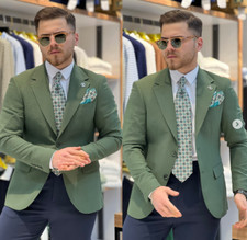 Seersucker Mens' Suits Business Daily Spring Casual 2Pcs Menstyle Jacket Blazer