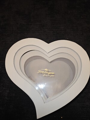 Premium Heart Shaped Flower Box Set of 3 White Luxury Floral Gift Arrangements