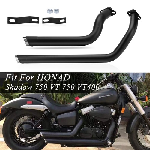 Shortshots Staggered Exhaust System Pipes Baffles Black For Honda Shadow VT750
