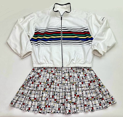 Vintage TAIL Tennis Jacket & Pleated Mini Skirt Set 90s Geometric Size M/12 USA - Picture 2 of 24