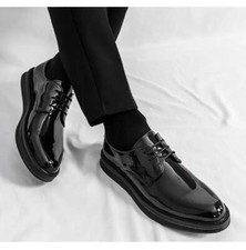Men's Shiny Faux Leather Lace Up Oxfords Busienss Formal Dress Party Work Shoes