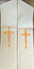 Priest's Stole White with Gold Cross from Harbro 