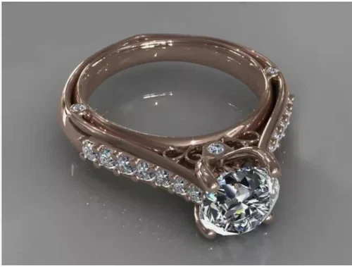 2.27Ct Round  Lab Created Diamond 14K Rose Gold Plated Gold Finish Tacori Ring