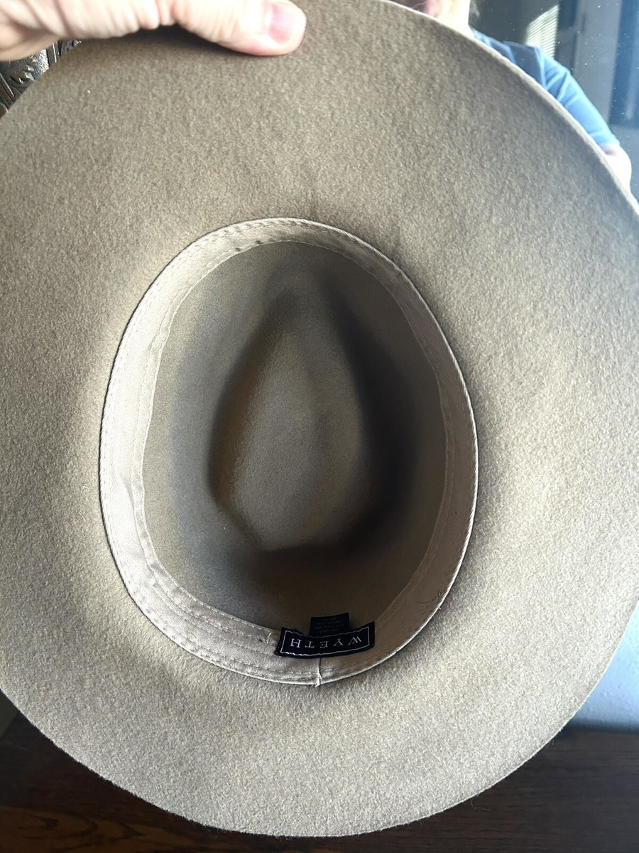 Wyeth 100% Wool Felt Soft Brim Tan Fedora Rancher Western  display picture 2