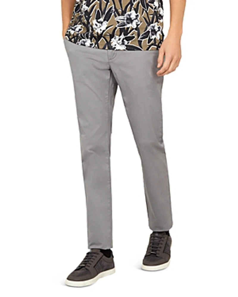 NWT Ted Baker London Mens Slim Fit 100% Cotton Chinos Lt Gray Size 38R $159 N123