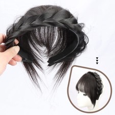 Braid Headband Instant Human Hair Bangs Headband Braid Hair Neat Fringe Bands