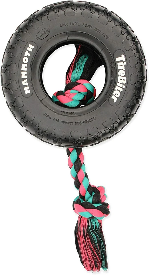 Mordedor de neumáticos Mammoth originales con cuerda de algodón y polietileno juguetes de goma natural para perros - hacer Foto 4 de 4