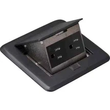 Pop-Up Floor Outlet Electrical Box Wood Sub Flooring 15Amp TR Duplex Black