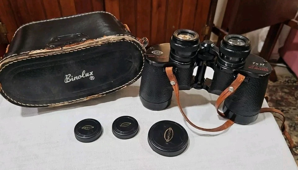 Binolux Scope Binoculars 7x35 Amber Coated Optics W/ Original paperwork, Case - Image 2 of 4