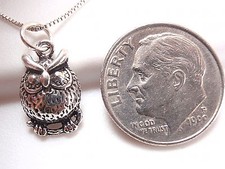 Small Owl Perched on Branch Necklace 925 Sterling Silver Corona Sun Jewelry