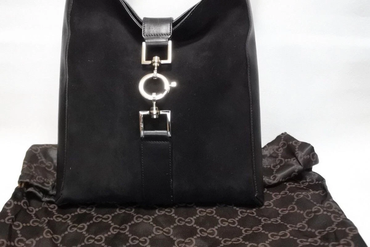 Sac à main Gucci Cruise Line cuir daim une bandoulière noir authentique