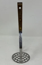 Vintage Royal Brand Sharp Cutter Potato Masher Brown Wood Handle Stainless Steel