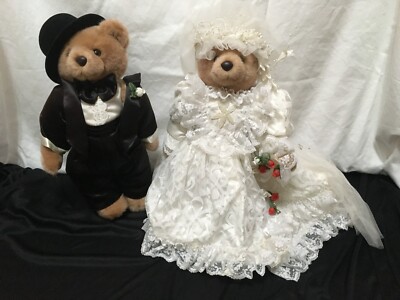 Vintage Teddy Bears - Wedding Couple - Bride & Groom Plush