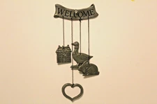 Duck & Rabbit Pewter Wind Chime 12'' Long