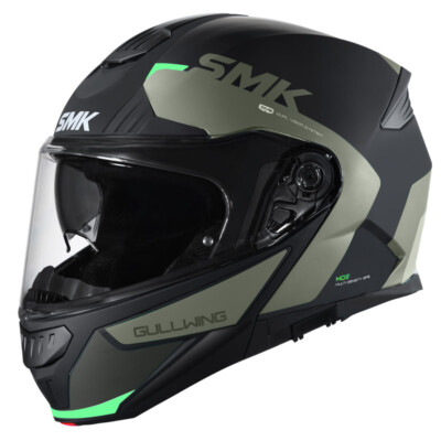SMK Gullwing Motorcycle Helmet - Kresto Black/Green/Green Matte